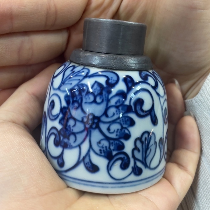 青花茶叶罐茶道具摆件
