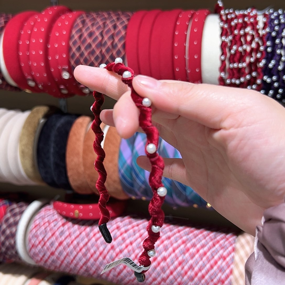 布艺非金属红色珠珠发箍