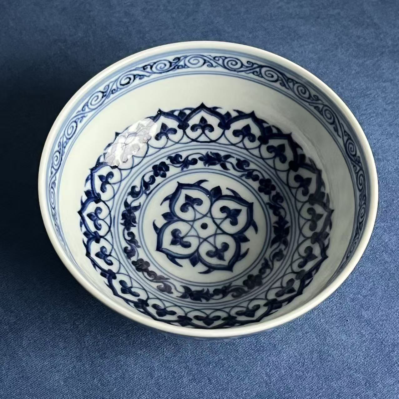 景德镇 I墨染清风柴窑I 青花瓷宝相花普洱专用品茗主人杯