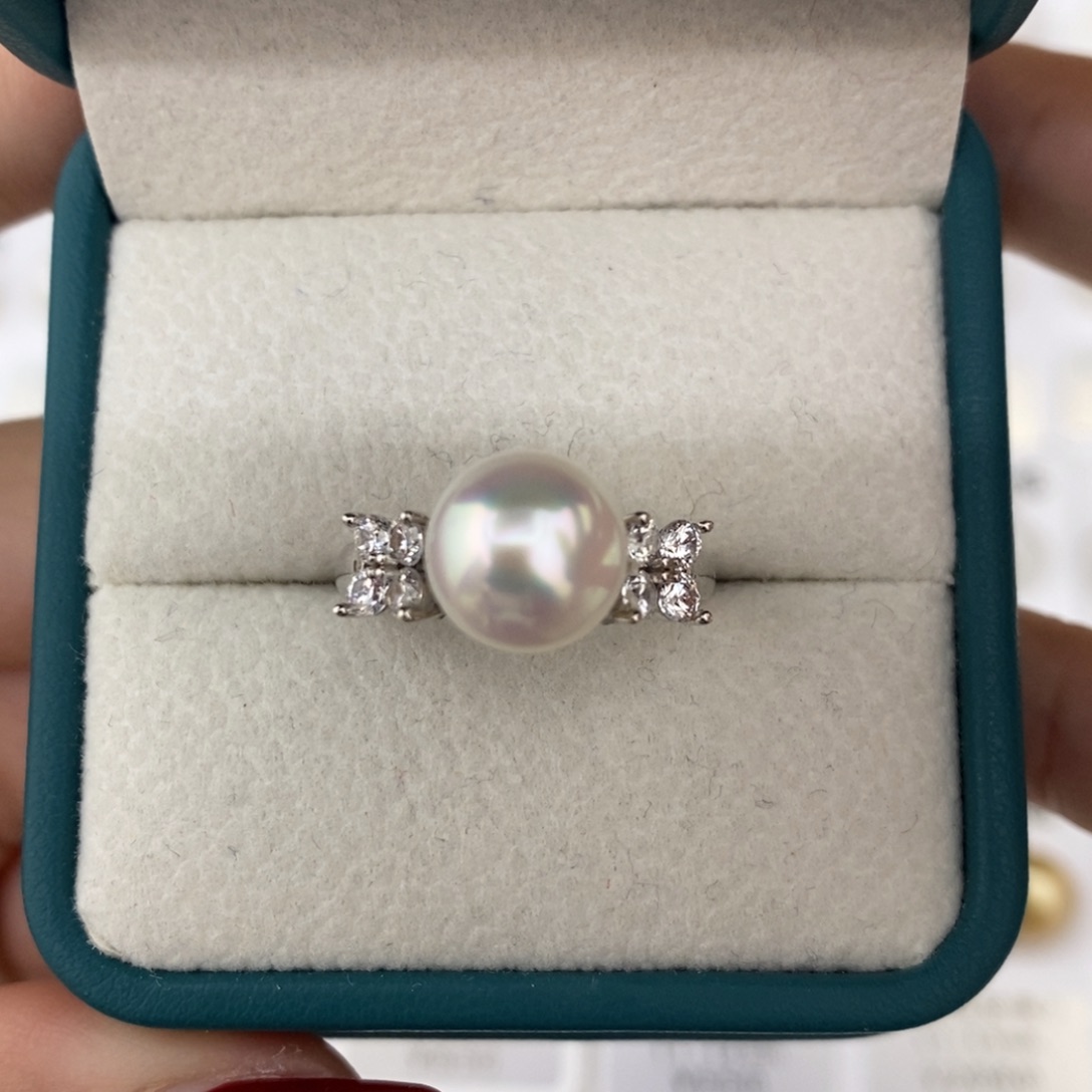 定制海水珍珠未镶嵌裸珠极光炫彩澳白9-10（不含配件）