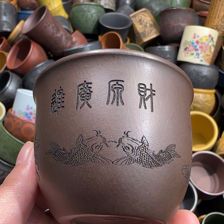 茶杯绿泥全手工紫砂