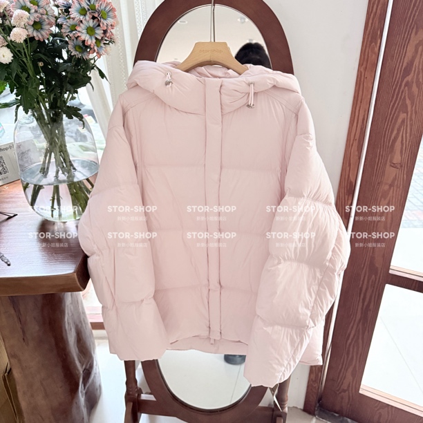 ｛小粉｝冬 韩系 简约 宽松连帽 白鸭绒 羽绒外套