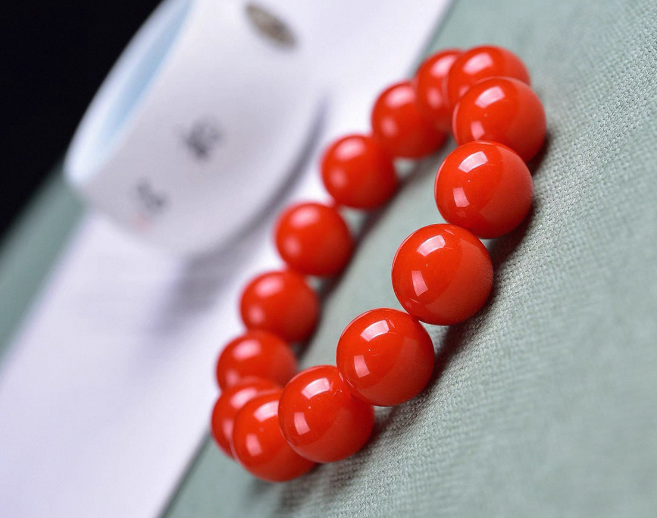 南红手串 宝山料冰红 H310