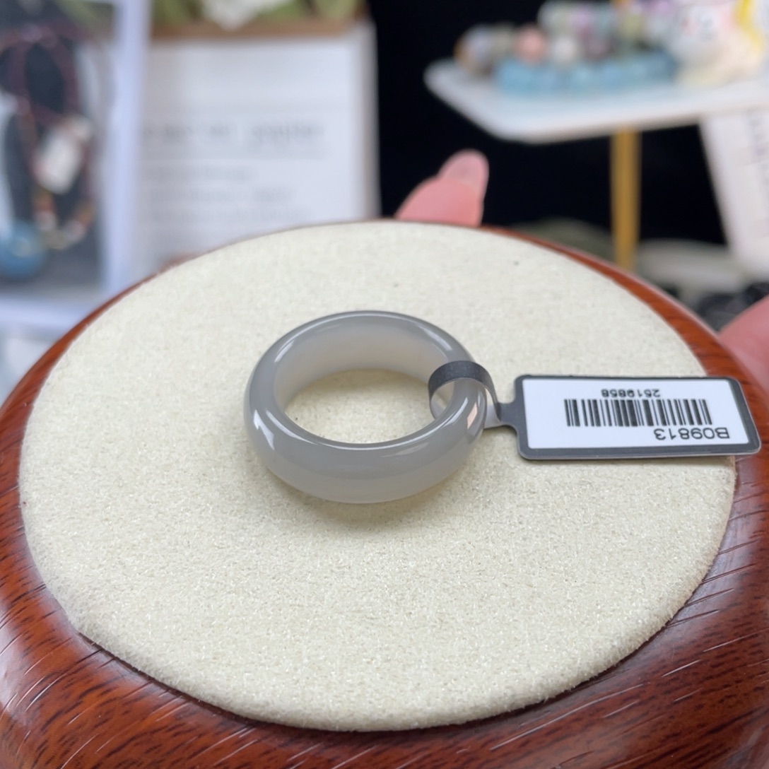 和田玉未镶嵌戒指O4浓雾紫轮胎19.1