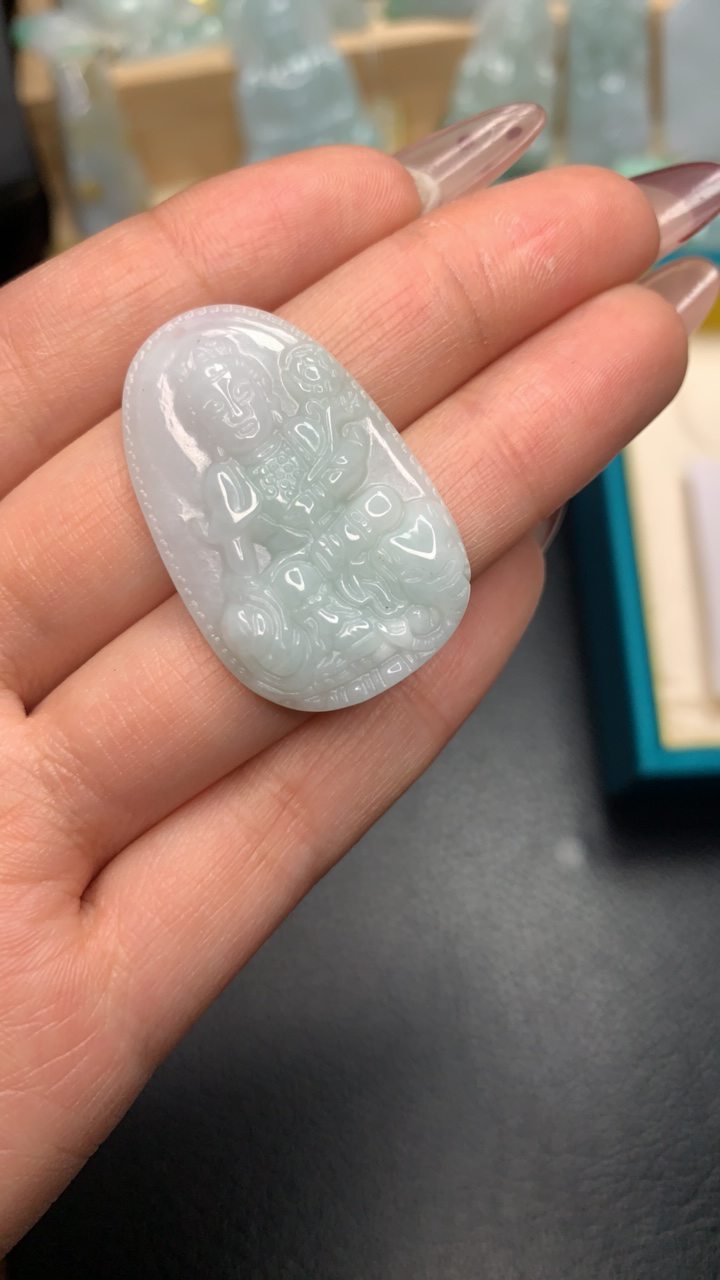 天然翡翠普贤菩萨吊坠