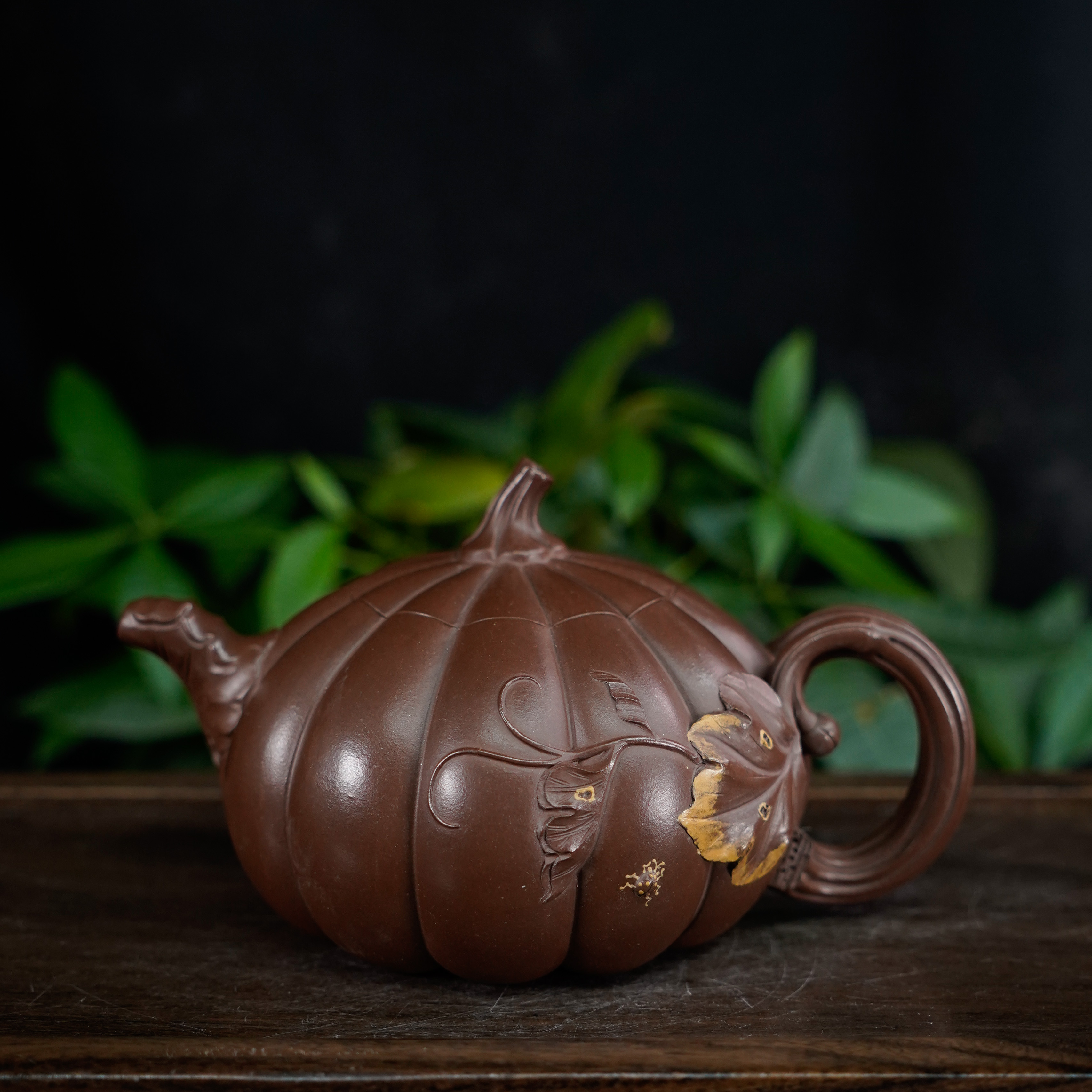 GSZS-5729 夏转其 宜兴手工紫砂 南瓜(多筋纹)