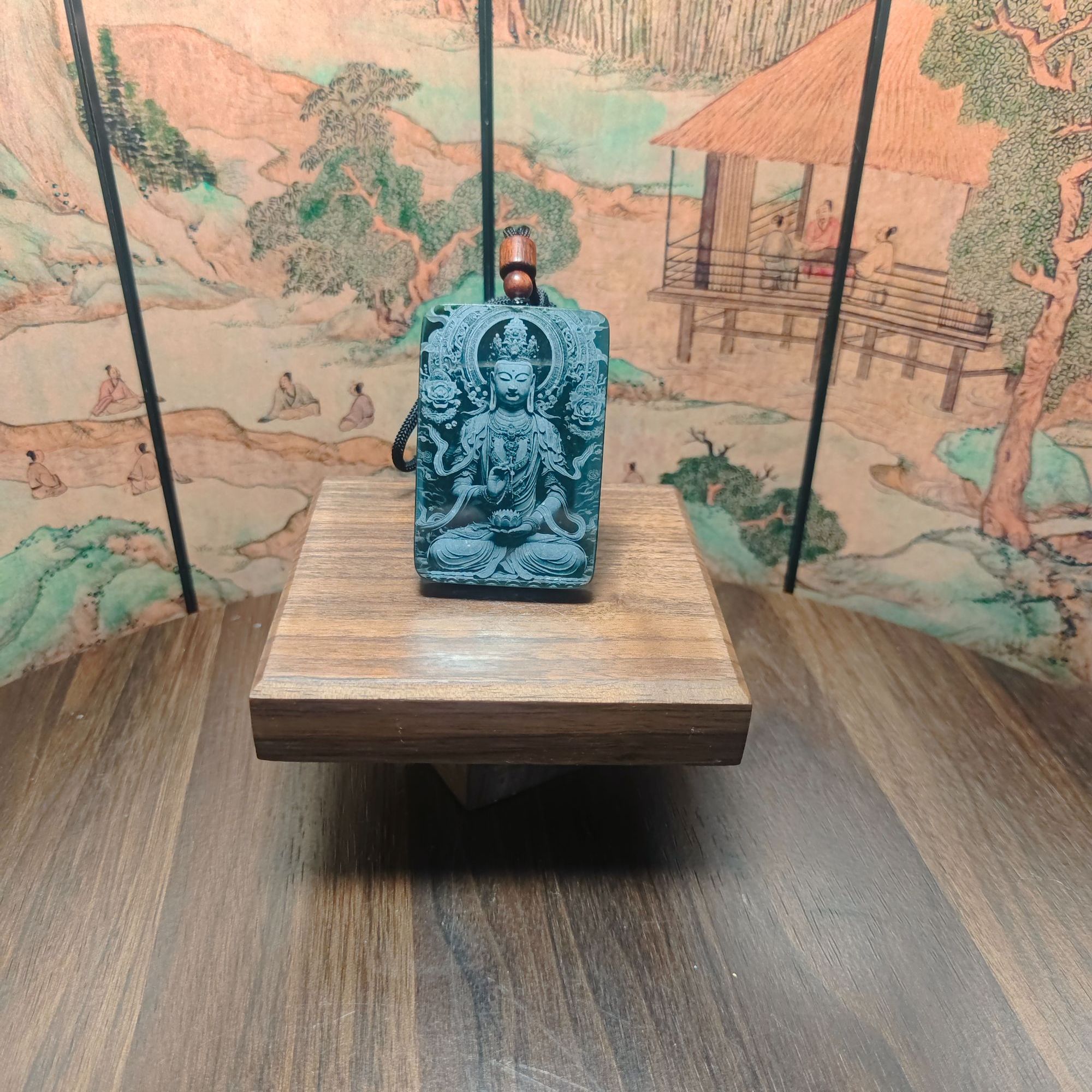 O和田玉影雕吊坠0639