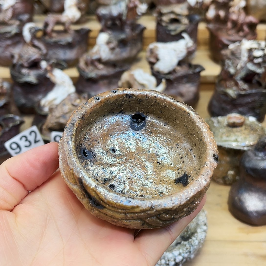 瓶柴烧粗陶手捏杯