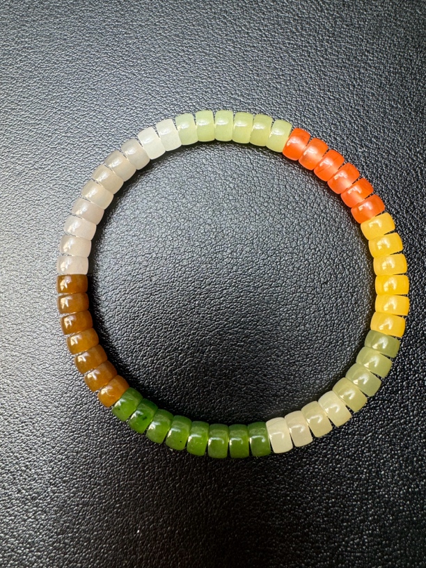 精选正品渐变彩虹多宝直切归圆药片精美玉手串情侣