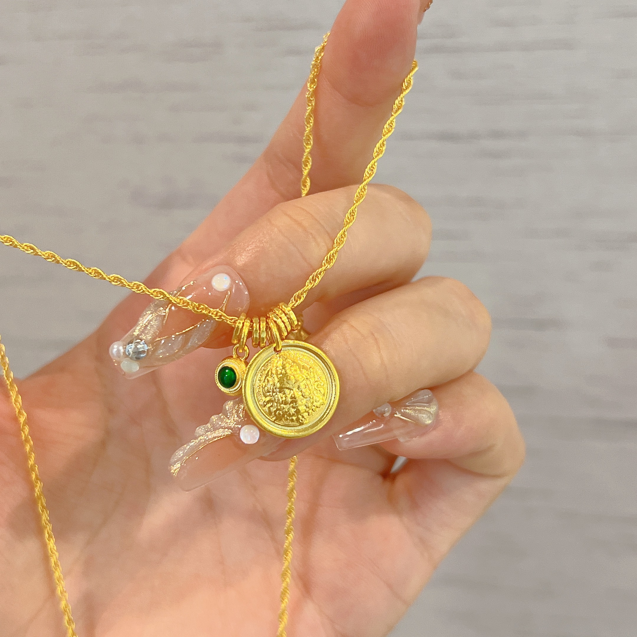不支持七天无理由【麻花链珐琅黄财财黄金套链】足金999