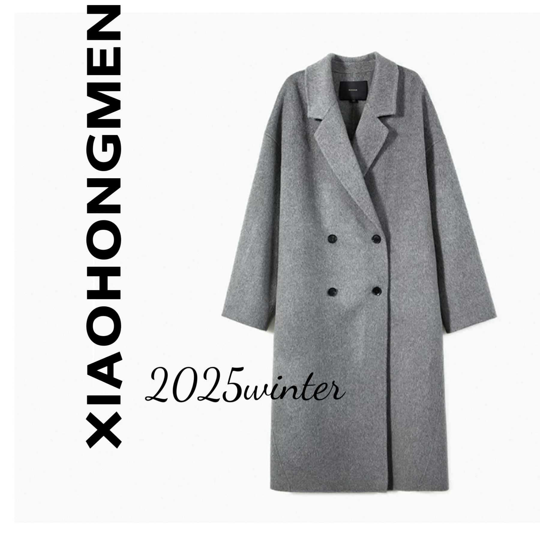 B060  2025秋冬新款纯手工西装领双面羊毛长款大衣