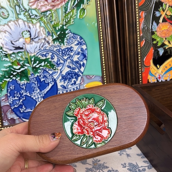 凉***粉陶首饰盒好看的小的