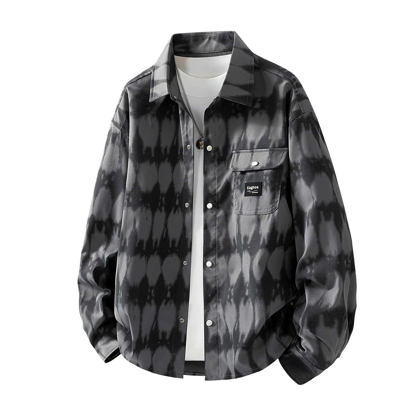 美式复古撞色格子衬衫男士潮牌cleanfit慵懒感衬衣宽松百搭外套