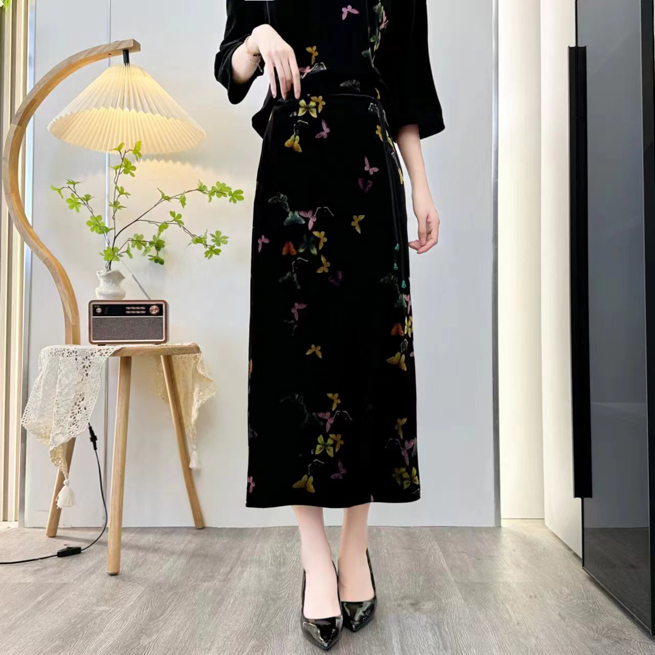 2025花色成人印花中国风提花半身裙气质优雅女装复古裙子1058