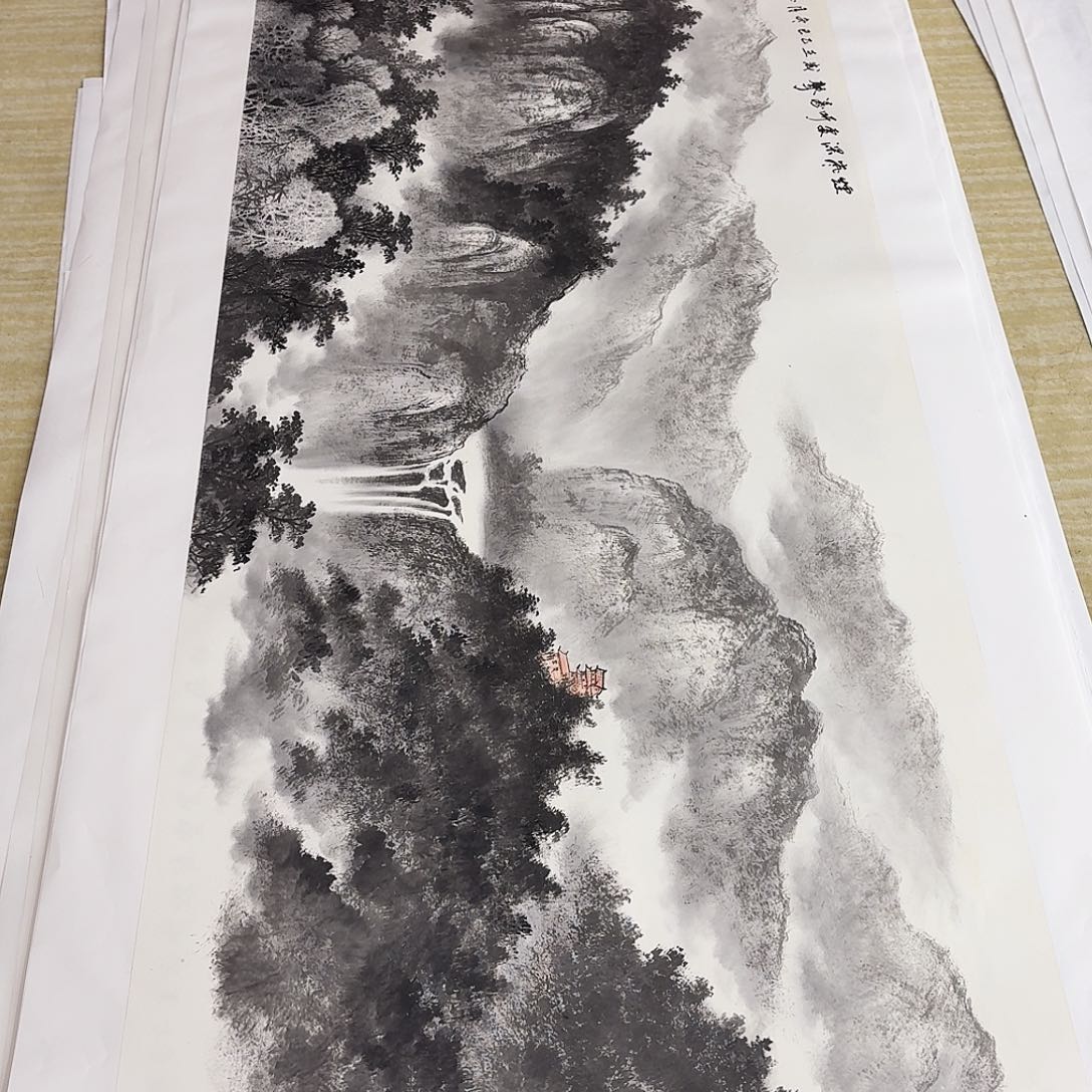 绿***山国画180.70 三三尺手绘作品
