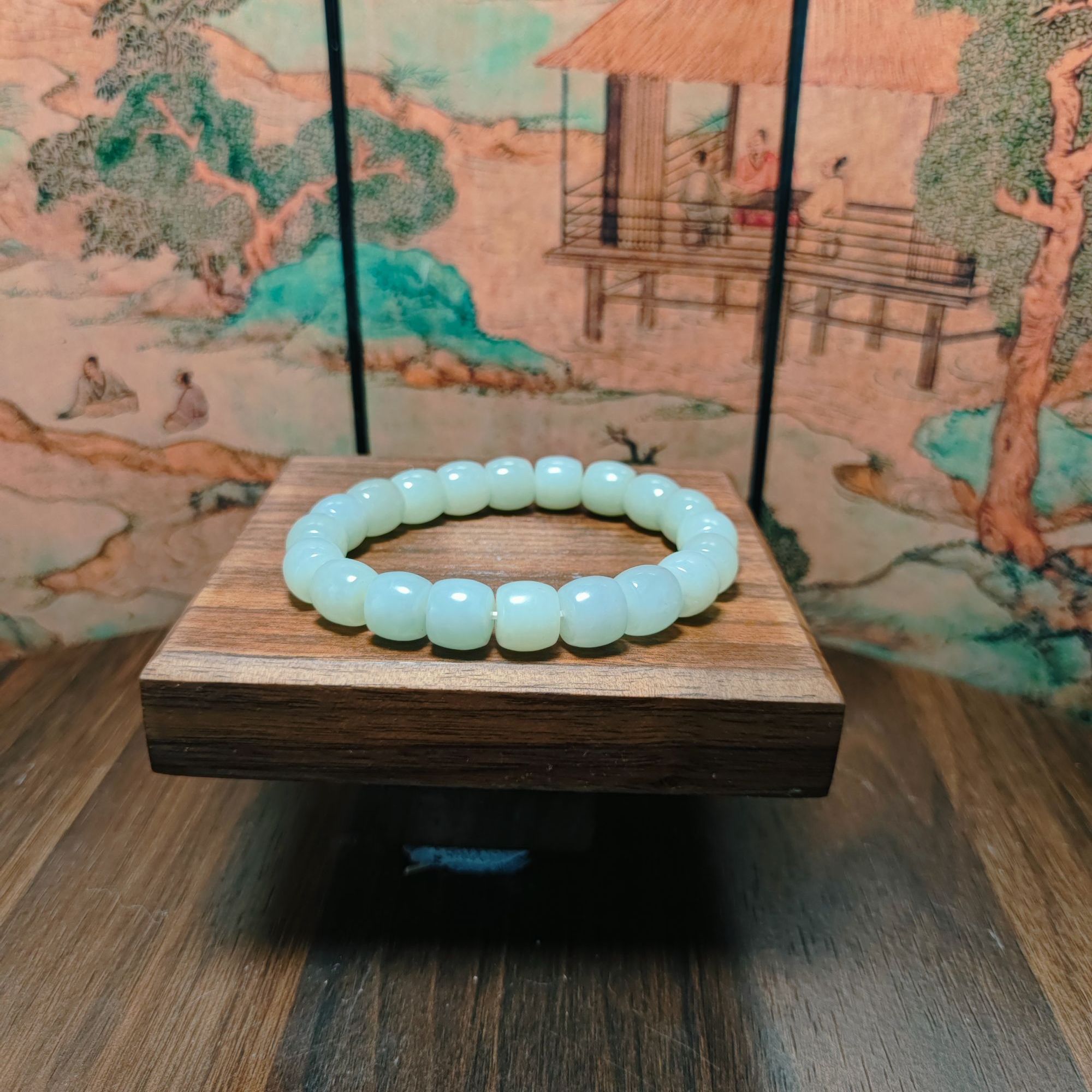 B和田玉桶珠手串（卡10）0442