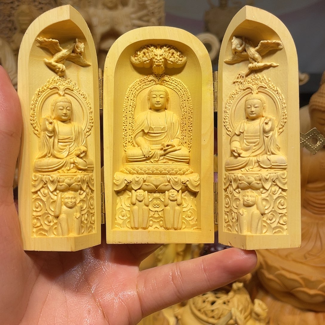 黄杨木小瑕疵三开盒