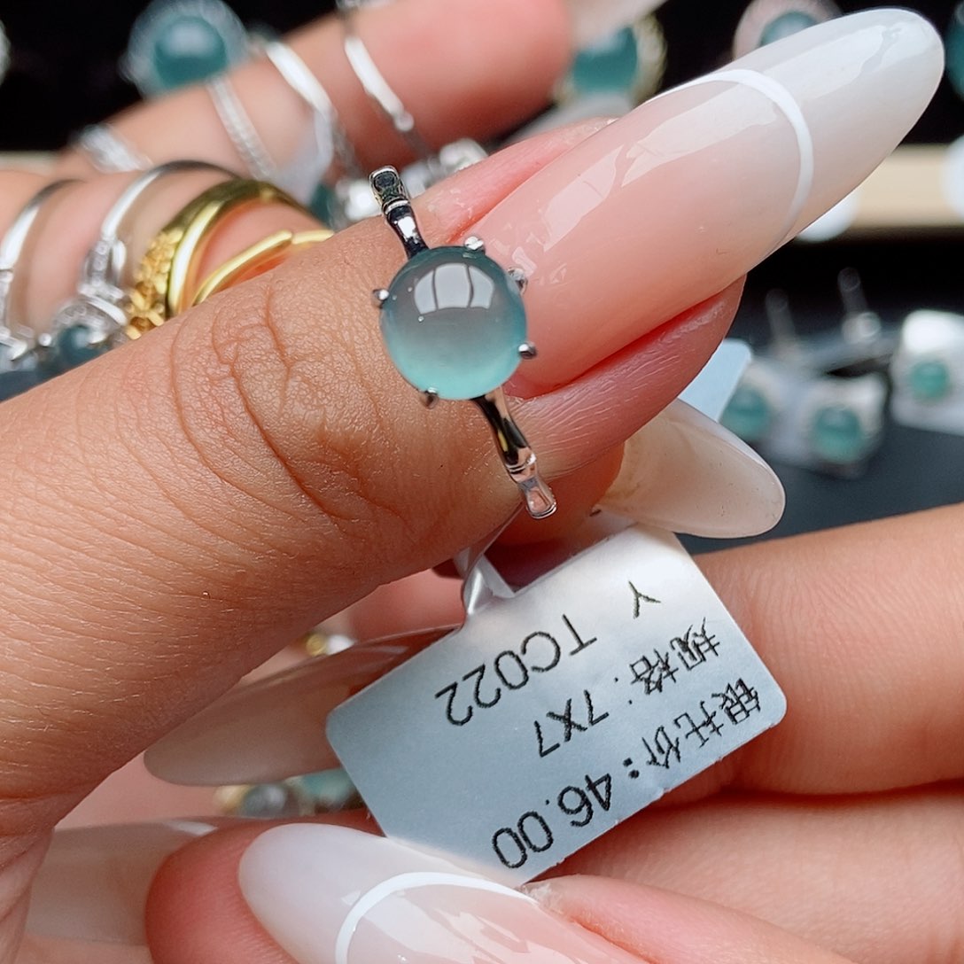 翡翠戒指银S925镶嵌55541