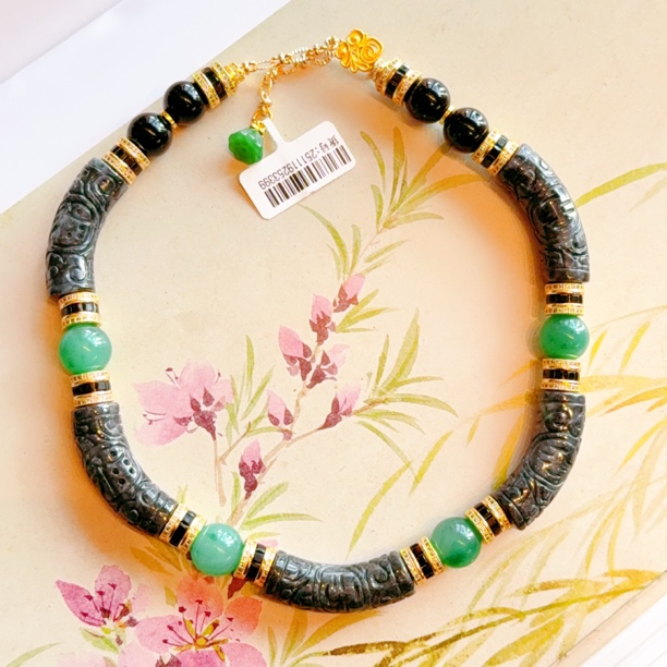 【天玺珠宝】原创天然翡翠弯管简约时尚潮流百搭个性路路通项链项圈