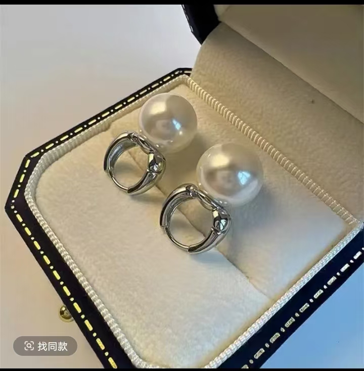 非金属耳饰 日韩女几何图案瑞丽风银色耳环时尚素款复古耳扣经典