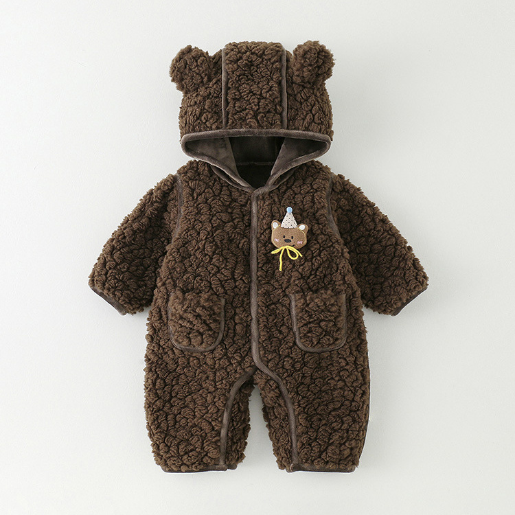 婴儿卡通冬装宝宝加厚连体衣外出长袖外套婴幼儿满月爬服保暖棉衣