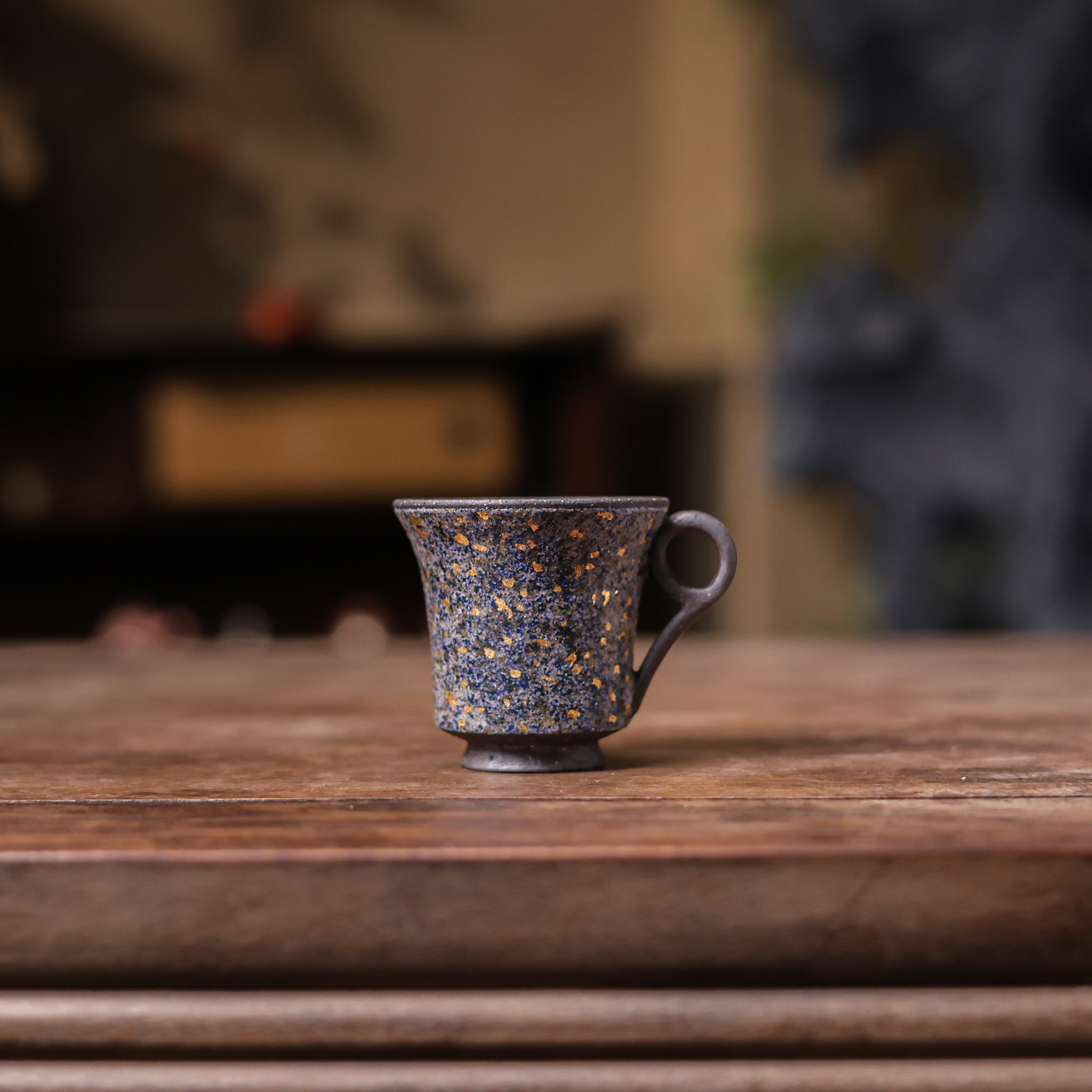 阿茶 蓝金-高越-圆把岩矿杯-140ml（高越S0620）