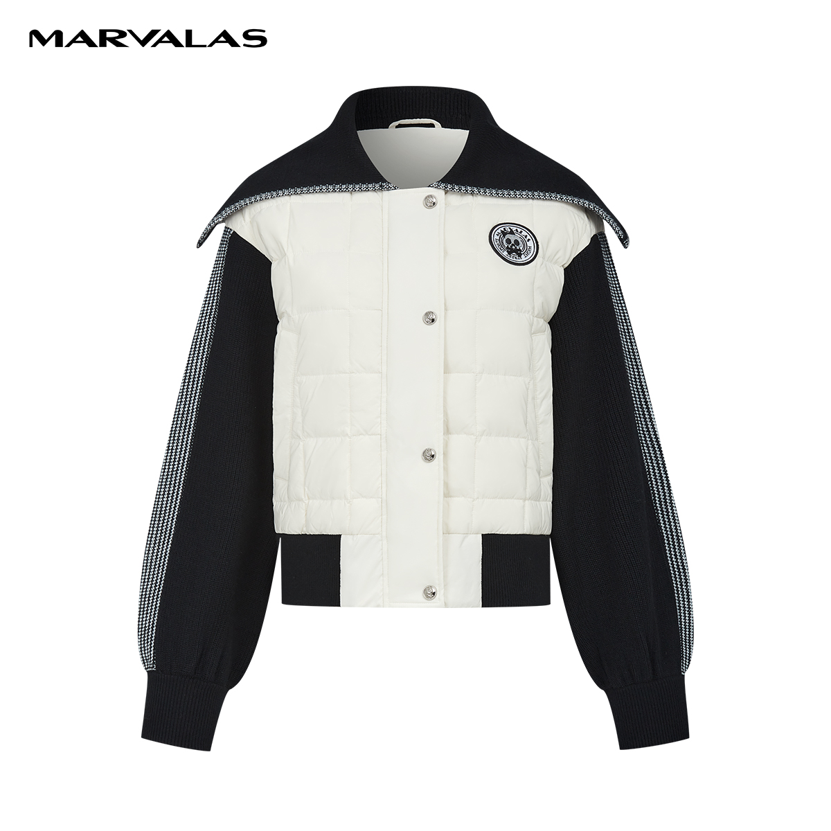 【专柜同款】M427307467曼德诗短款2023秋季黑白撞色翻领外套