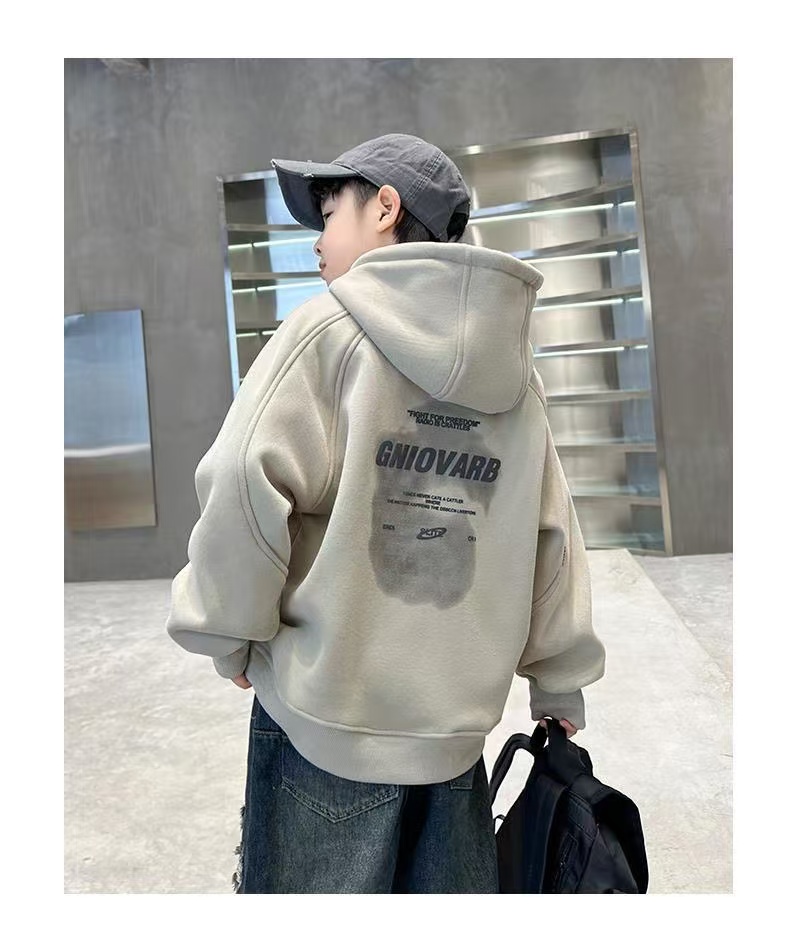 儿童装男童冬装加绒连帽卫衣2025新款大童秋冬款男孩冬季加厚上衣