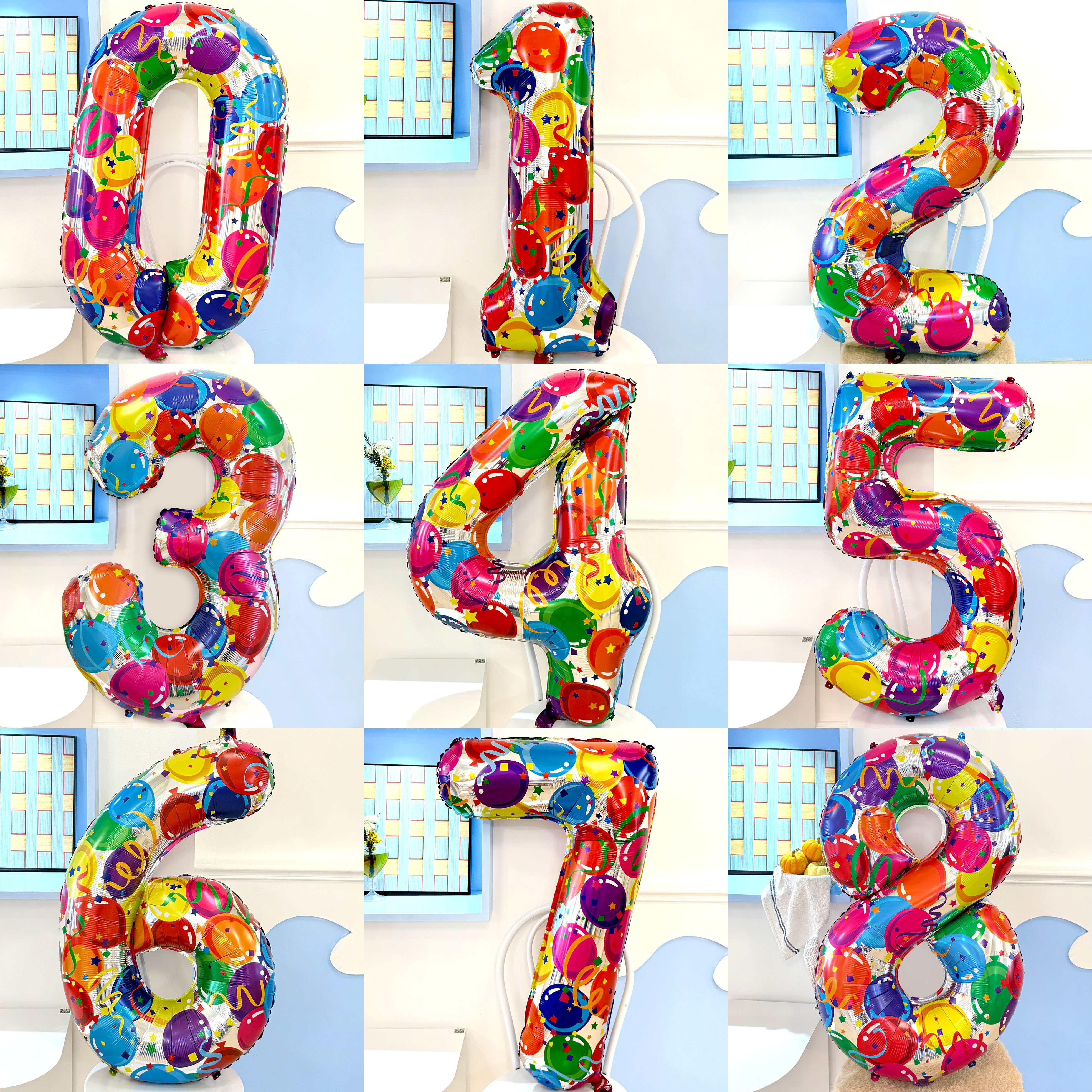 2025彩色数字铝膜气球男女孩生日派对背景墙装饰户外拍照场景道具