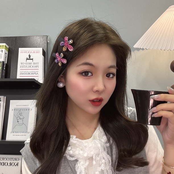 【一路繁花】2025新款韩系五瓣花水钻鸭嘴刘海夹气质减龄碎发发夹