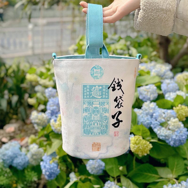 【Q袋子蓝色款】一包四背女生清新景区文创斜挎手提包1092