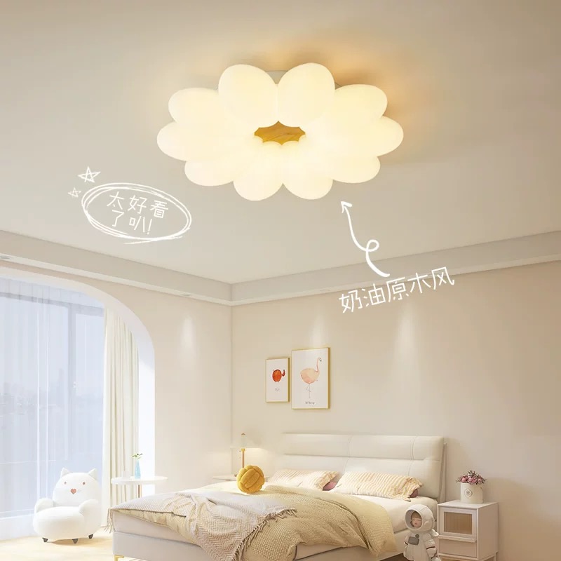 2025新款灯具护眼卧室吸顶灯原木奶油风创意主卧灯简约现代儿童房