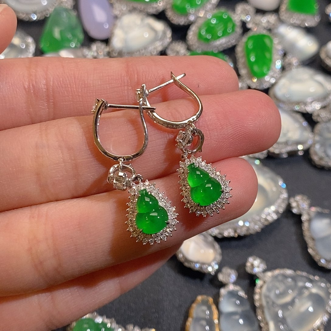 翡翠耳饰18K金镶嵌两用款耳包