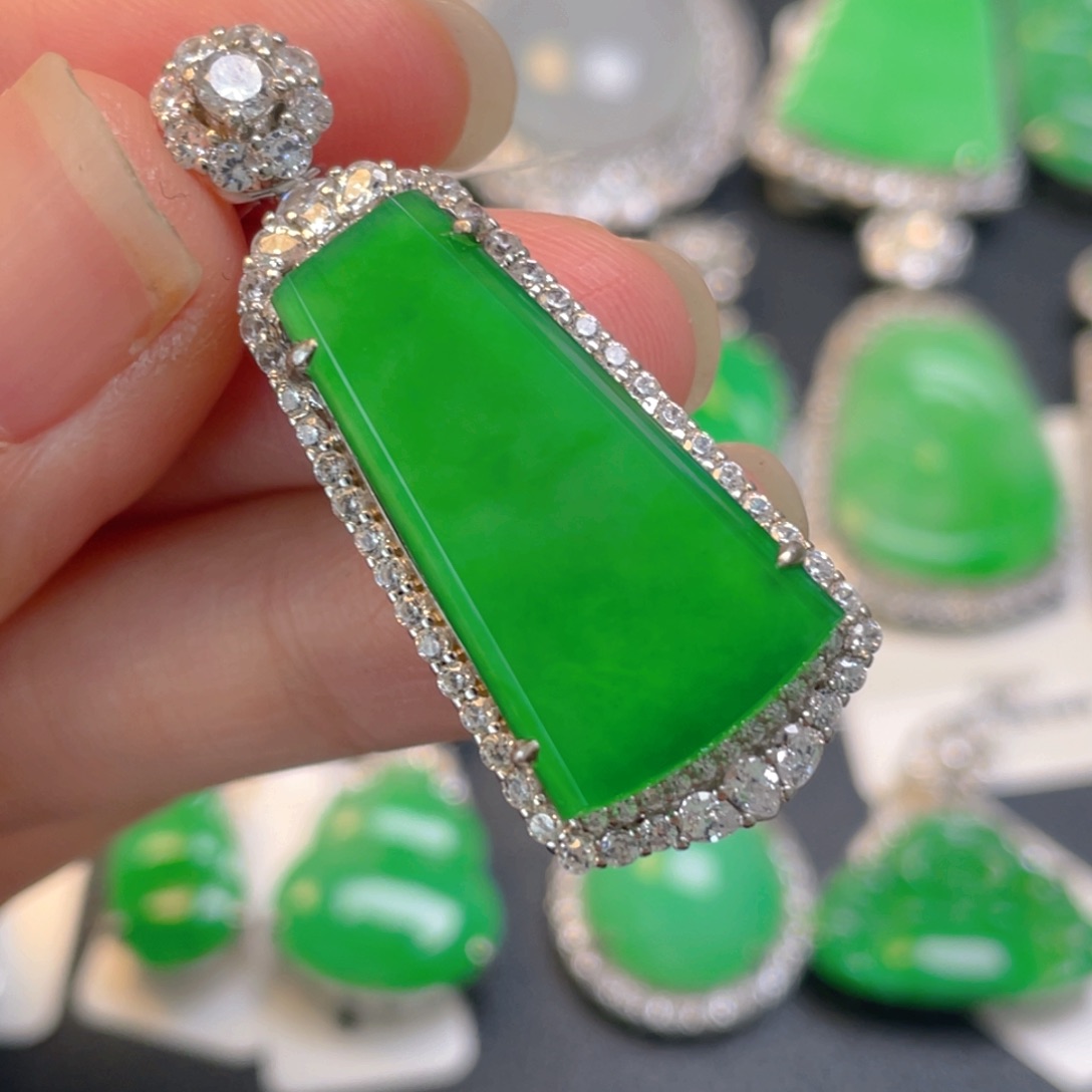 翡翠银S925镶嵌吊坠(不含链)