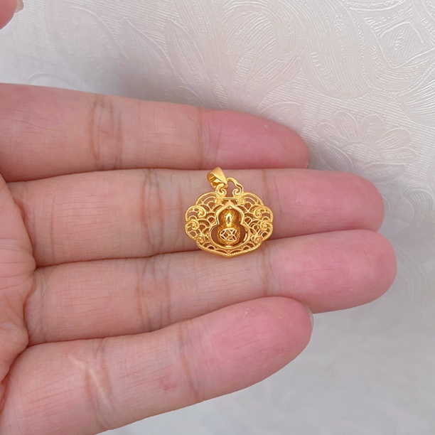 足金999花丝葫芦锁包吊坠国潮福禄黄金 不含链