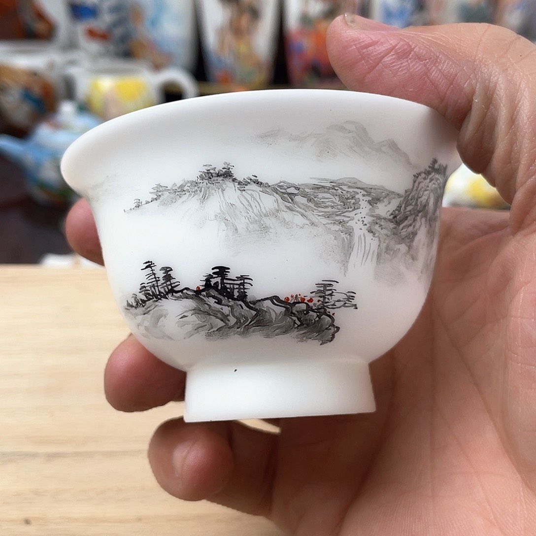 冰种素烧手绘主人杯
