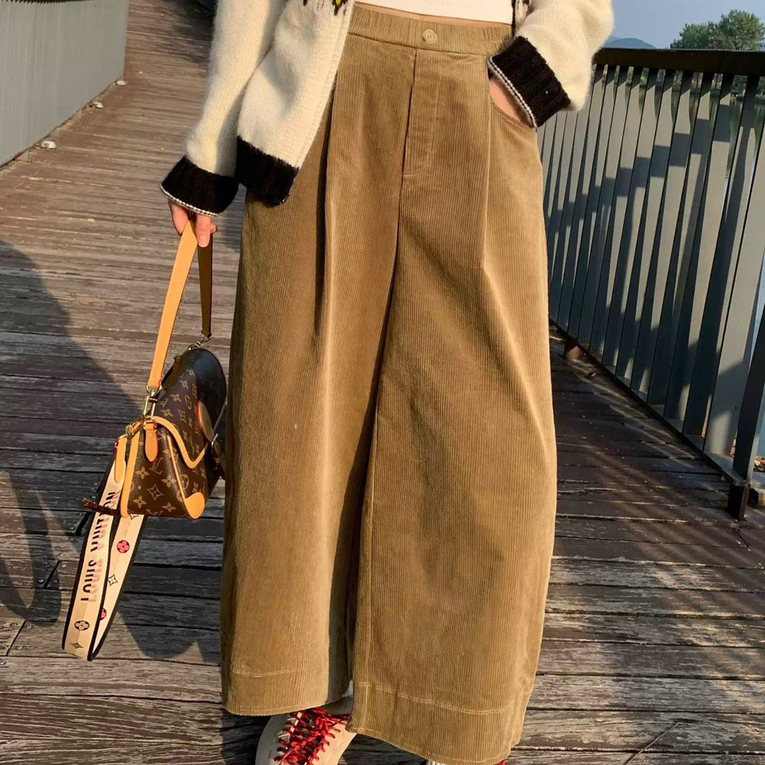 【灯芯绒老爹裤】秋冬百搭高腰显瘦保暖休闲裤