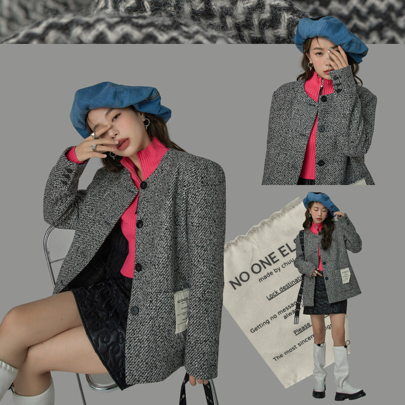 206V【金拐子专属】NO ONE ELSE小香风圆领短外套-F