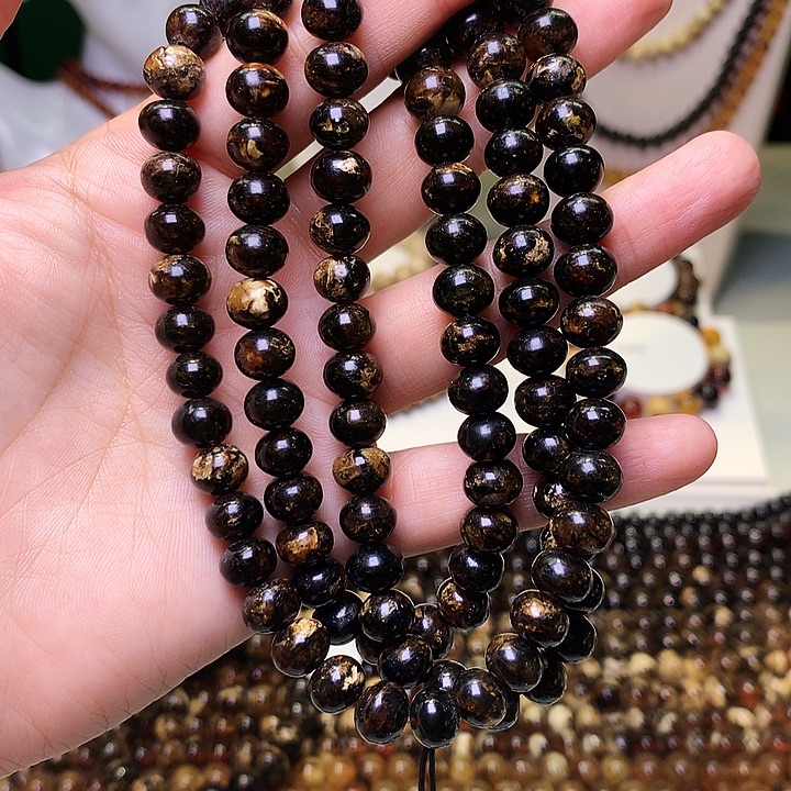 未镶嵌琥珀裸石抚顺琥珀卡8黑白花