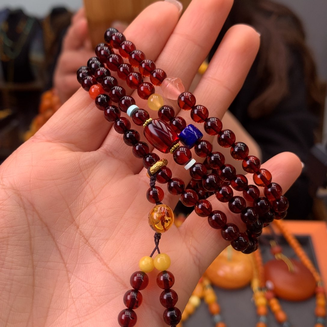 血珀手串未镶嵌天然