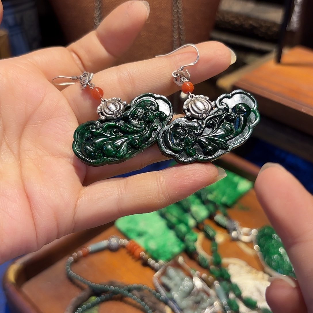 翡翠耳饰未镶嵌原创