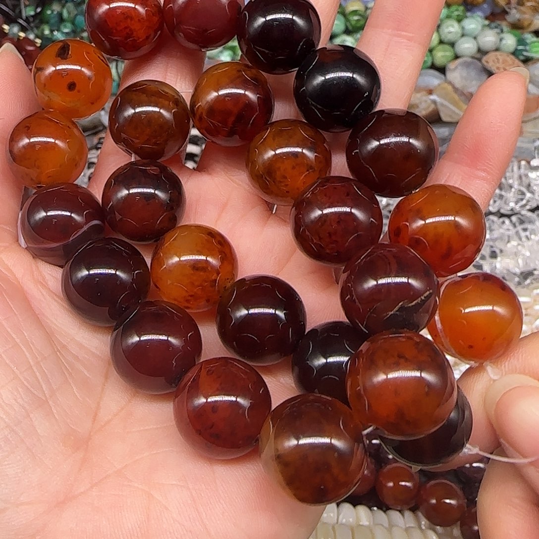 玛瑙/玉髓合金珠宝半成品梦幻玛瑙15mm一条