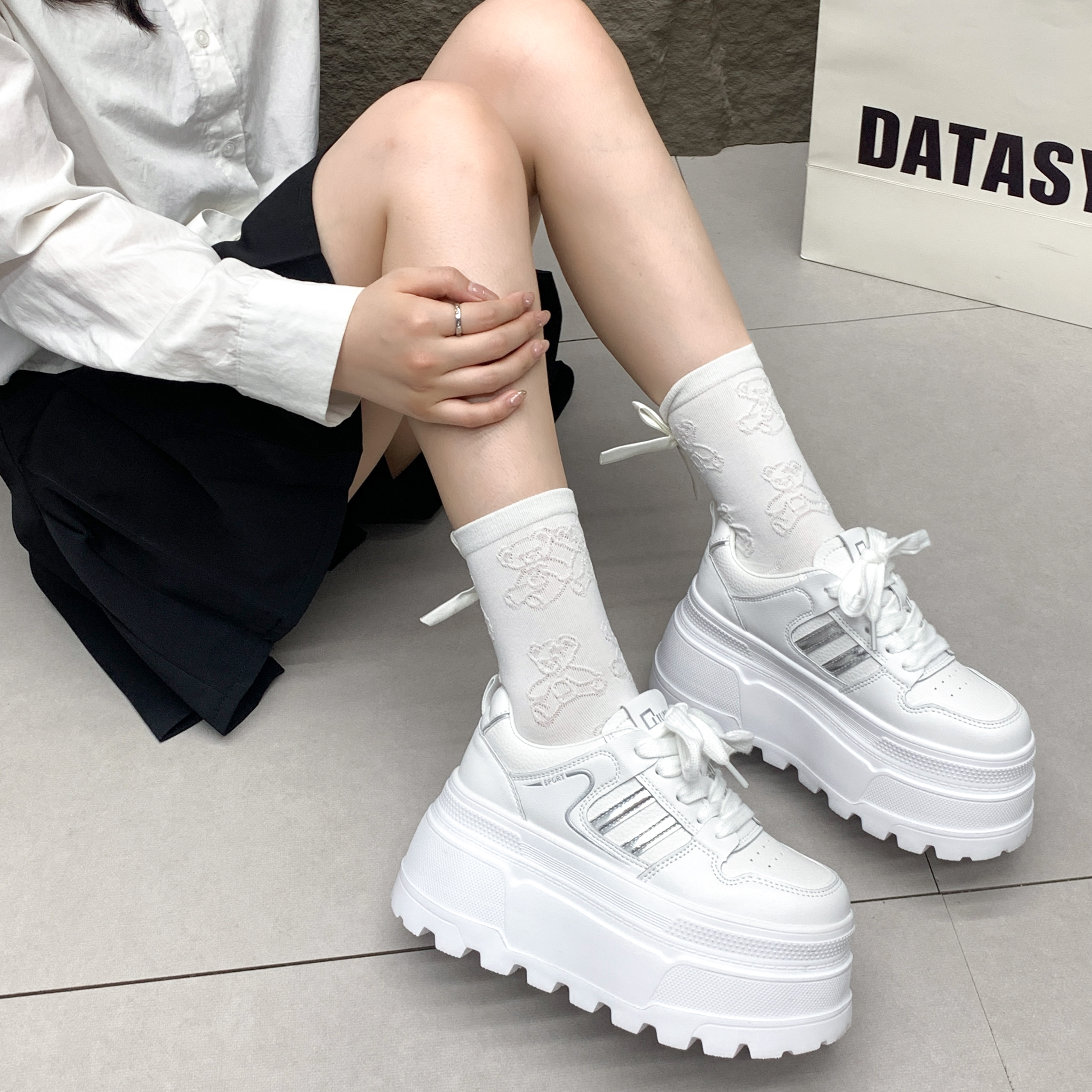 【红姐女鞋】厚底增高小白鞋女2025秋季新款百搭松糕运动休闲板鞋