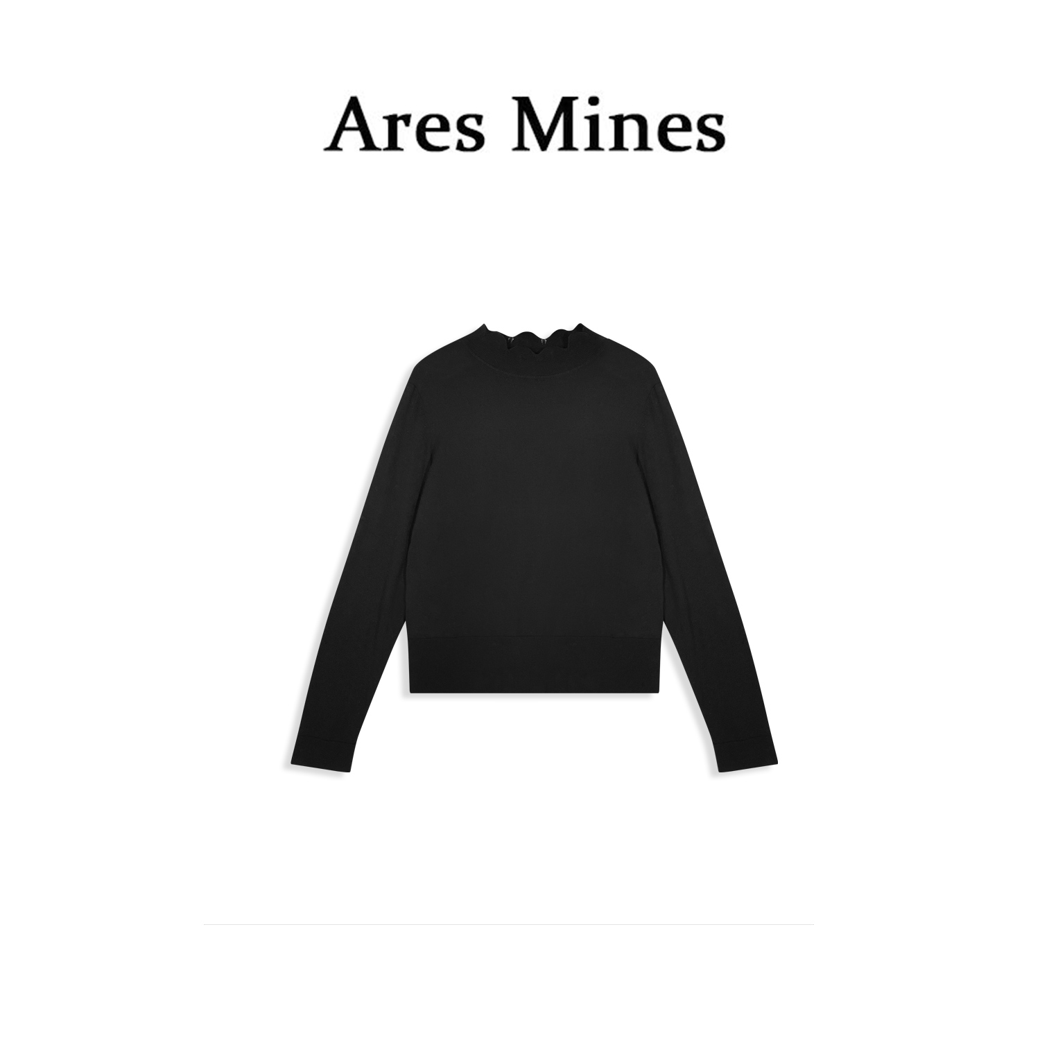 【盛朗熙Ares Mines】满分松弛 休闲花边半高领长袖纯色针织毛衣