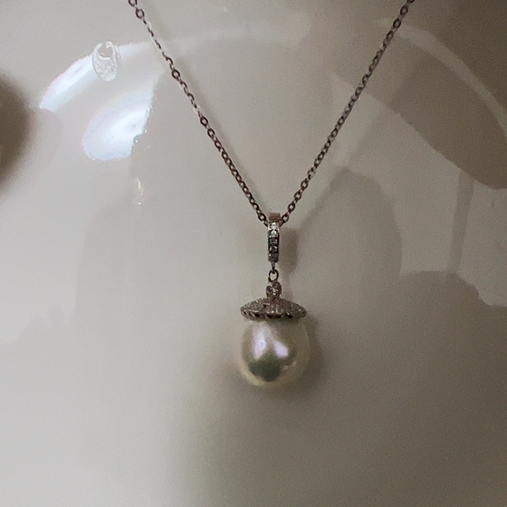 淡水珍珠银S925镶嵌吊坠(赠链)