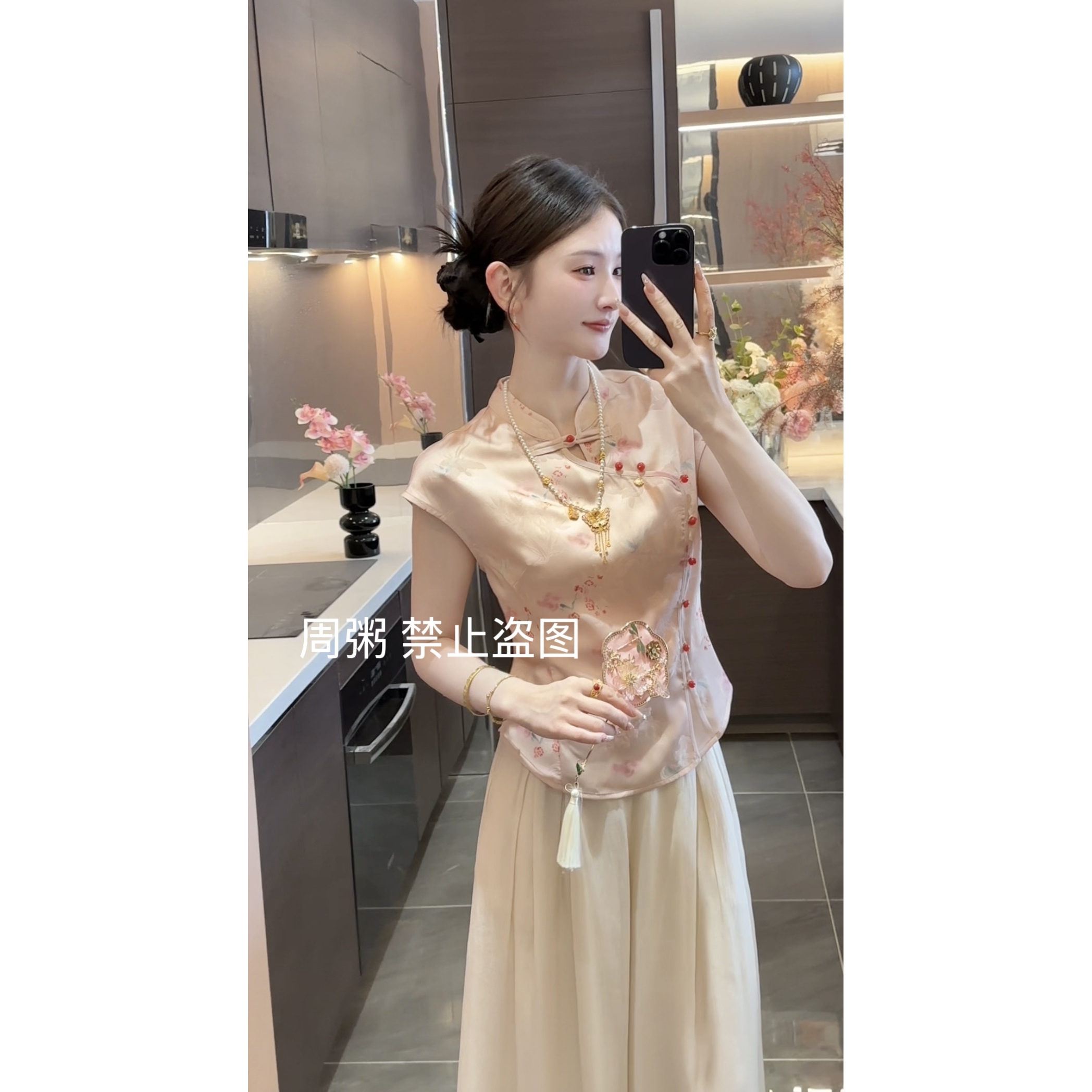 【周粥】【好彩头】2025新款新中式缎面提花斜门襟上衣预JJX5SY2799