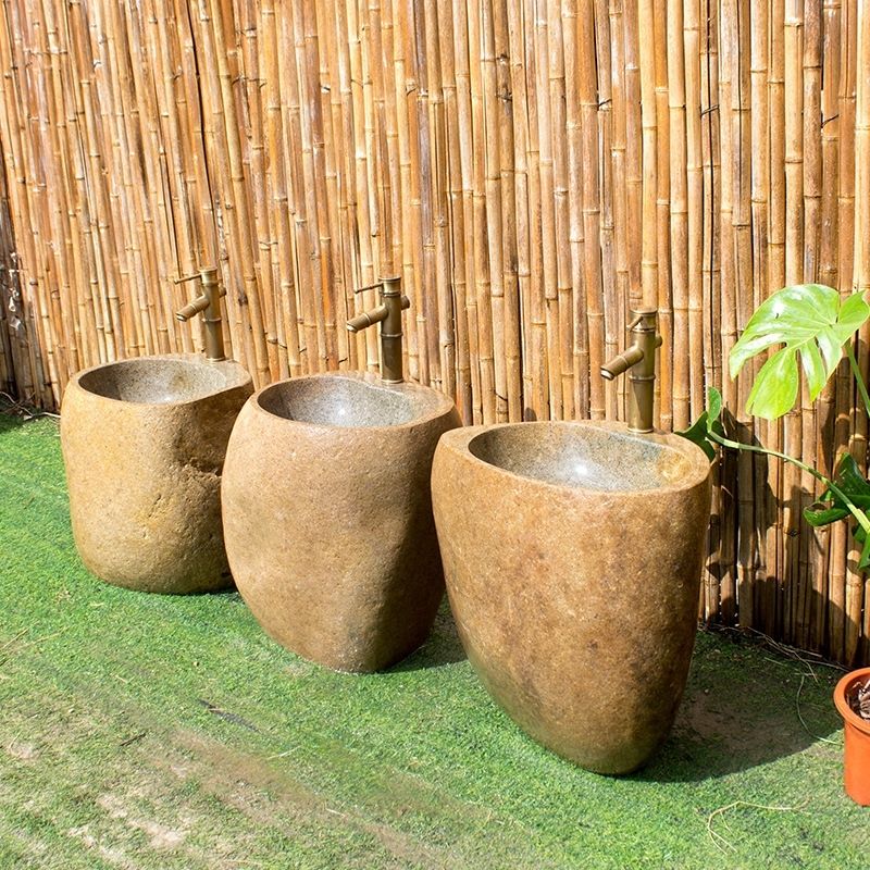 鹅卵石洗手盆户外庭院
