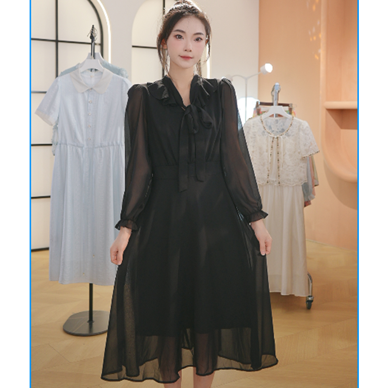 L502时尚显瘦高级连衣裙2025夏季新款收腰气质高级黑色裙子小黑裙