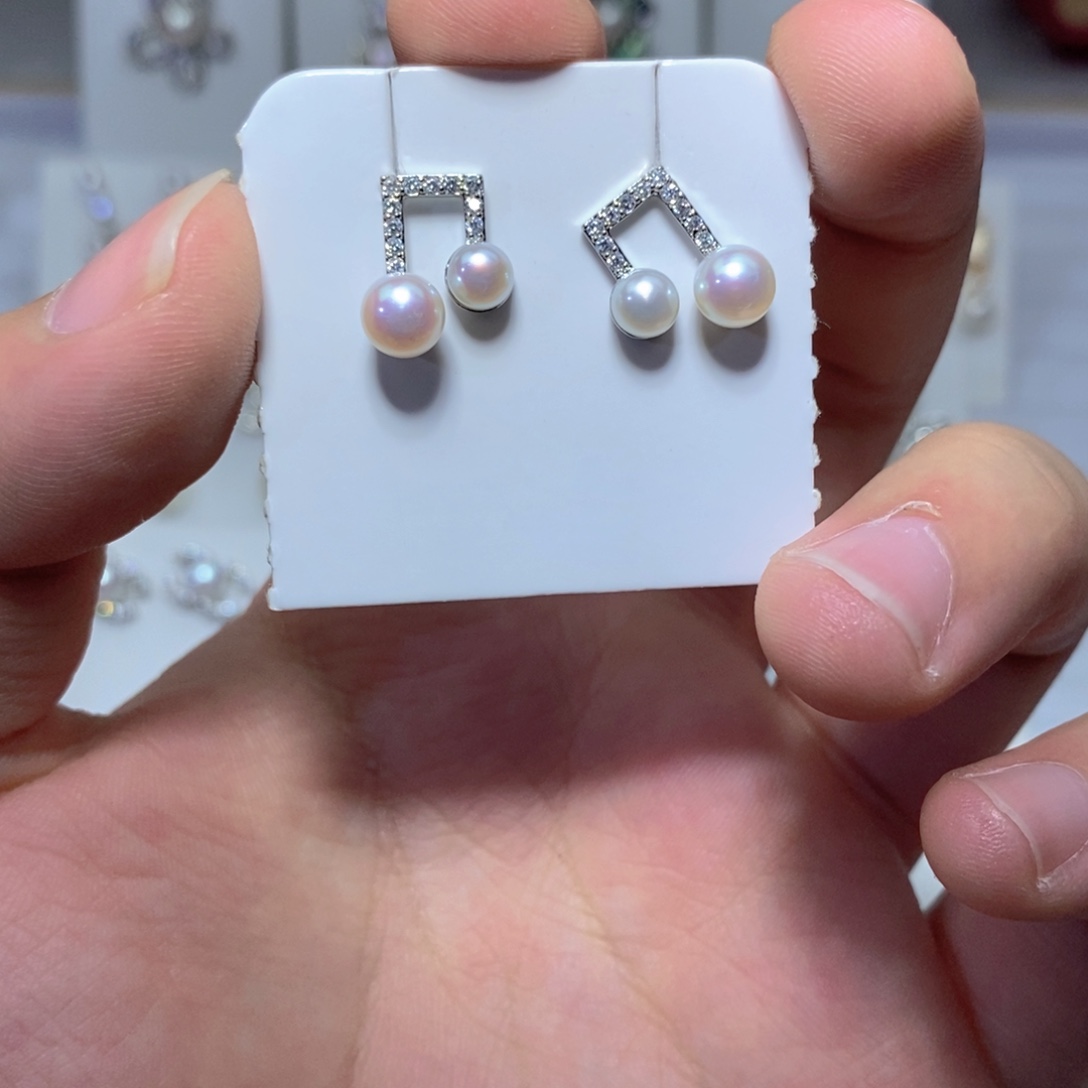 淡水珍珠耳饰银S925镶嵌