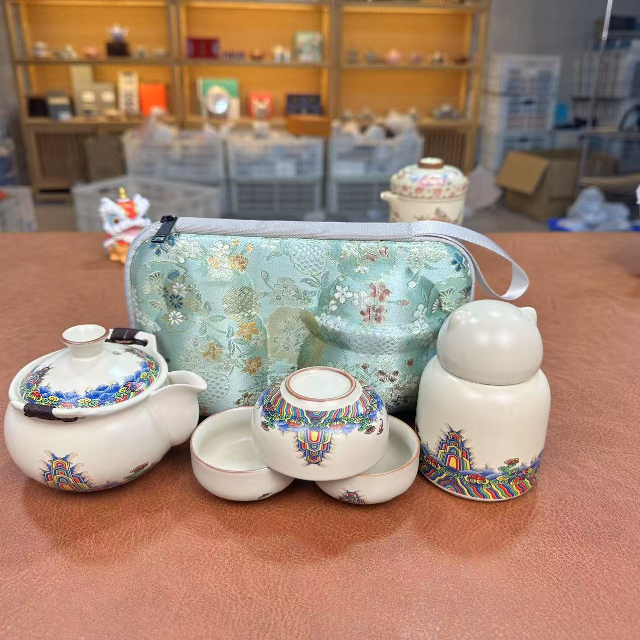 KK0703-江海无涯一壶三杯带茶叶罐带包